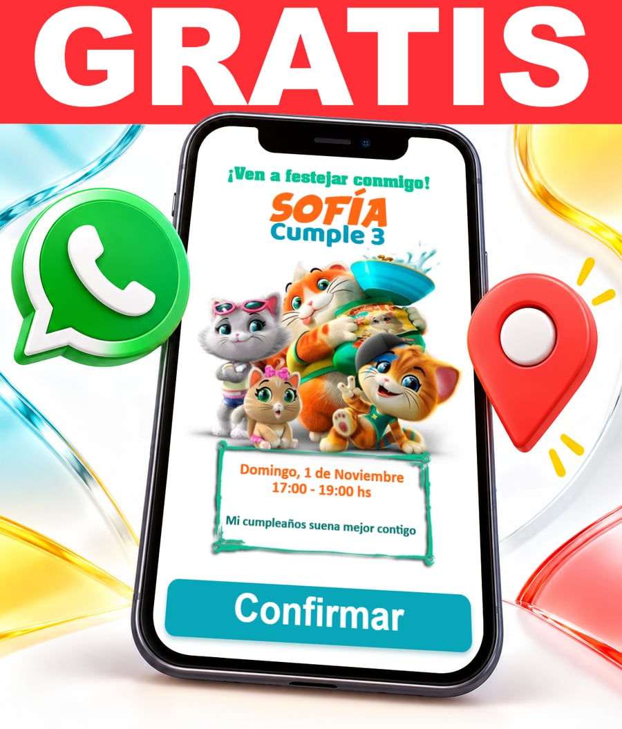 Invitación interactiva de 44 Gatos Gratis