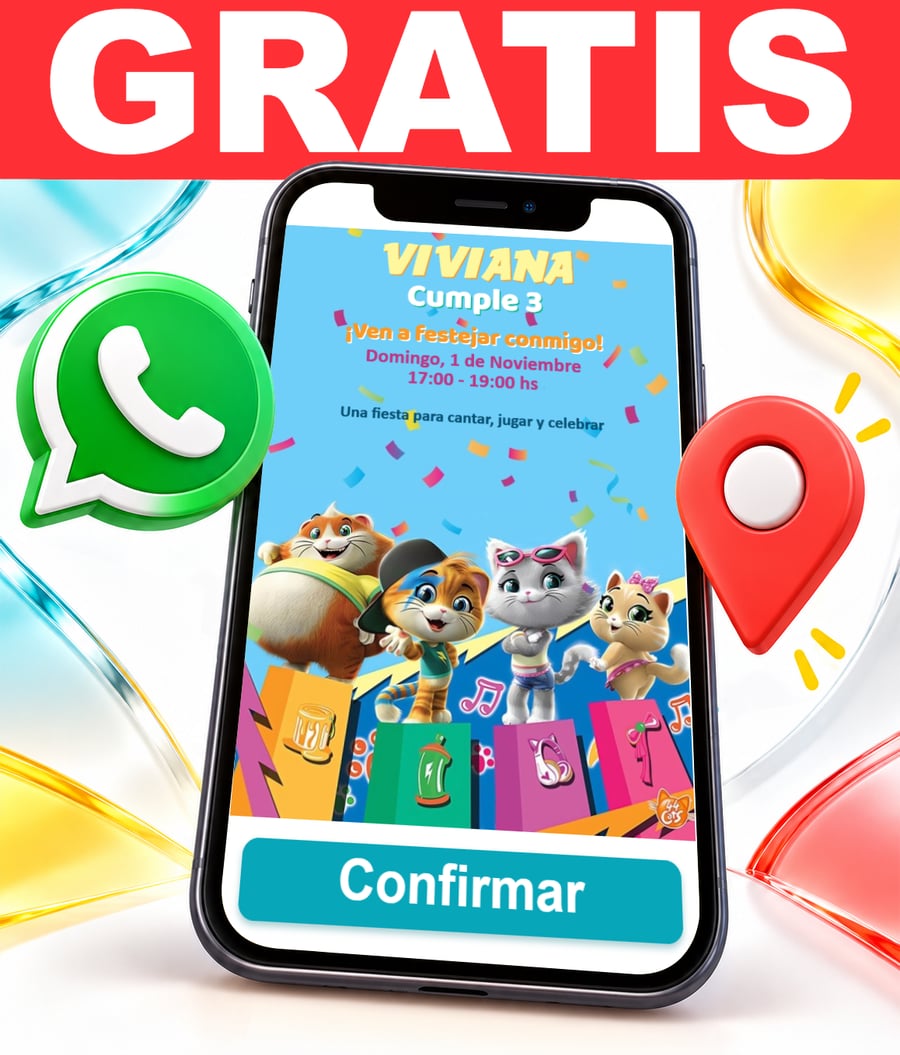 Invitación interactiva de 44 Gatos Gratis