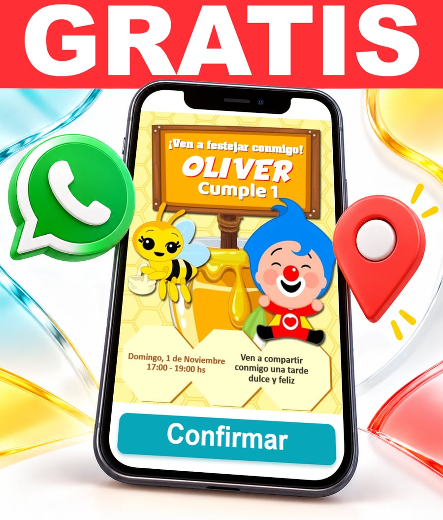 Invitación interactiva de Abejita Chiquitita Plim Plim Gratis