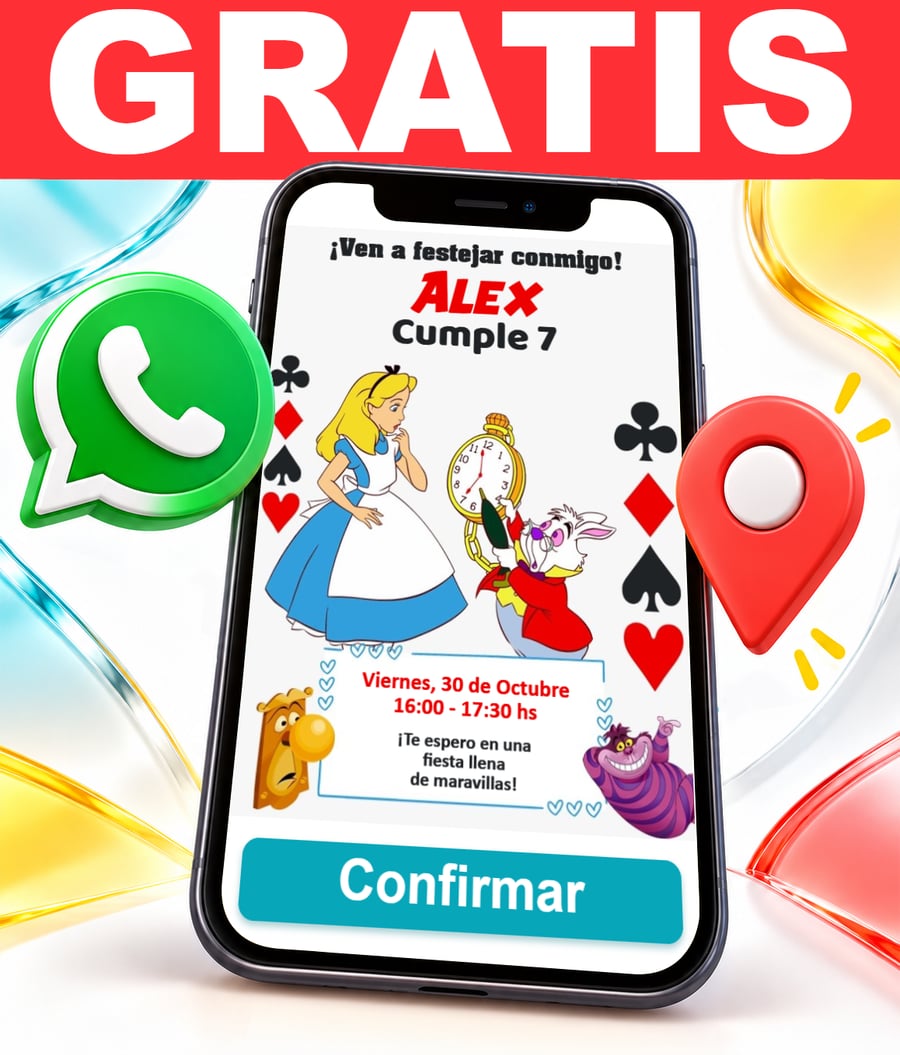 Invitación interactiva de Alicia en el País de las Maravillas Gratis