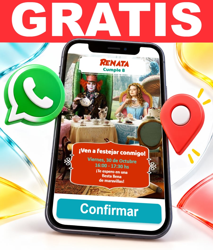 Invitación interactiva de Alicia en el País de las Maravillas Gratis