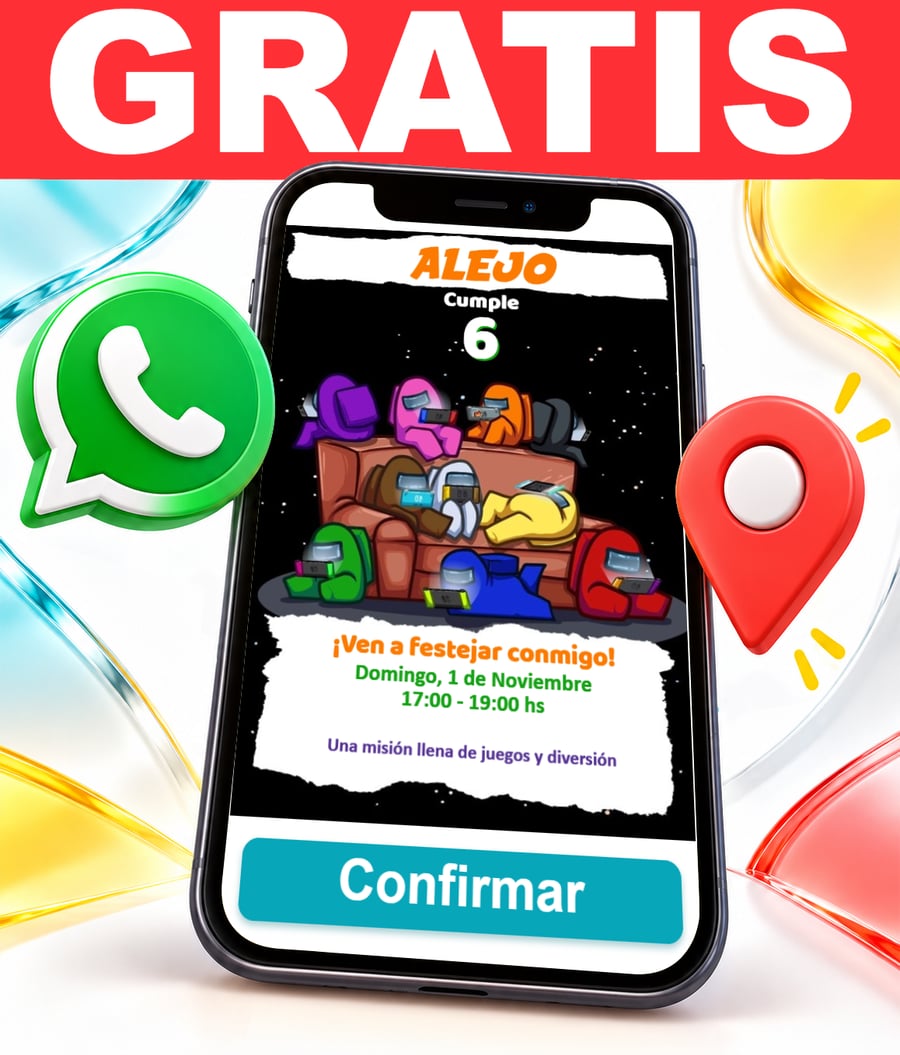 Invitación interactiva de Among Us niños Gratis