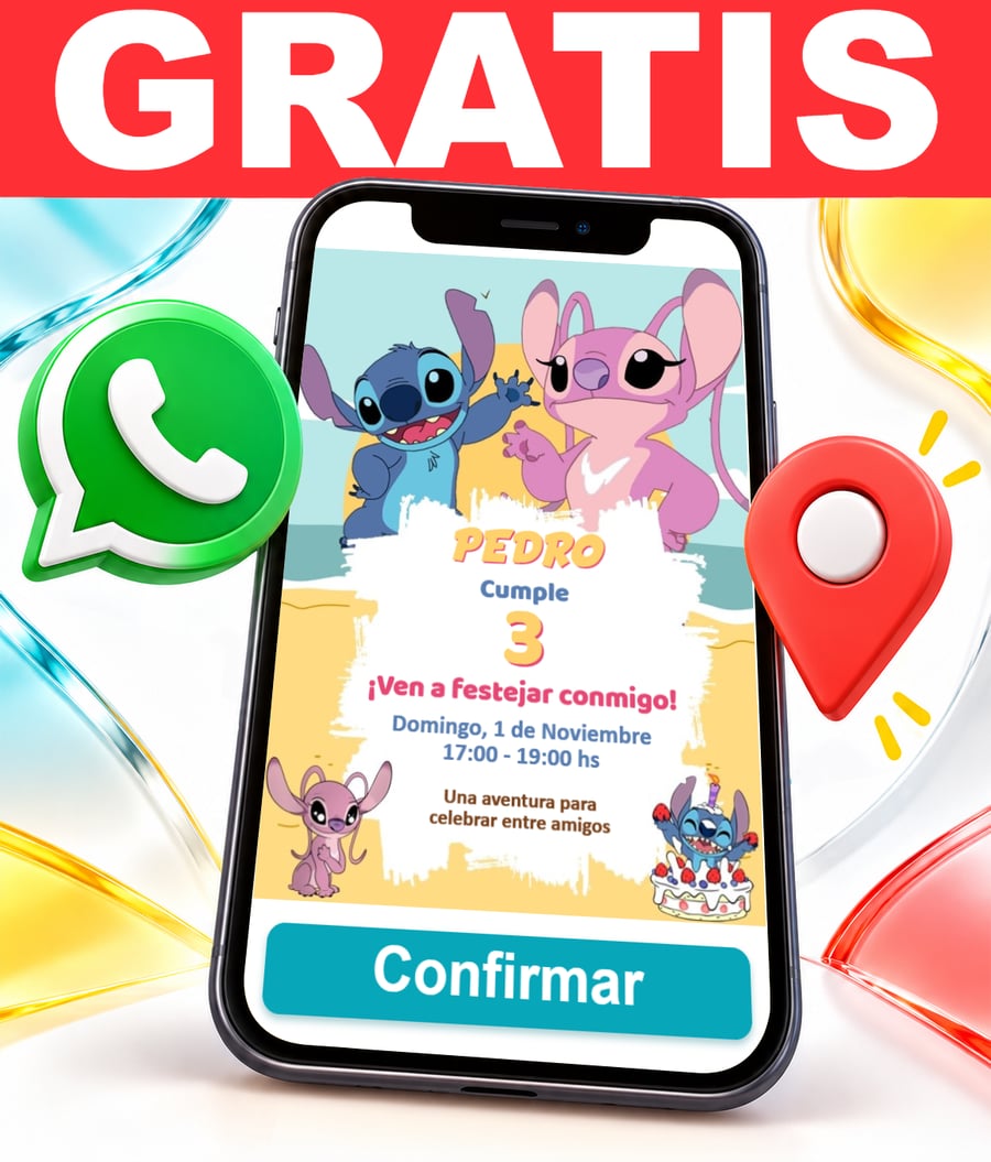 Invitación interactiva de Stitch y Angela Gratis