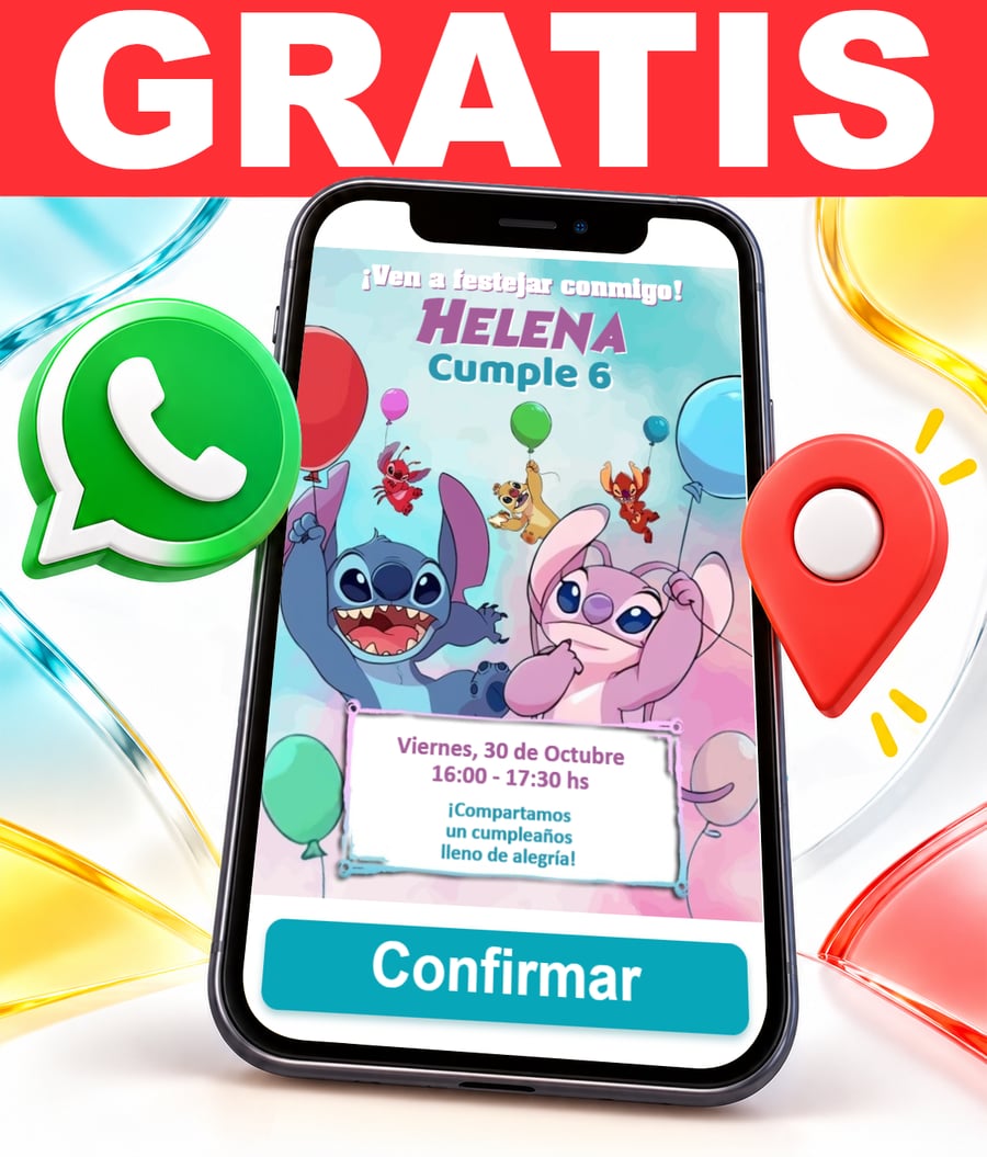 Invitación interactiva de Stitch y Angela Gratis