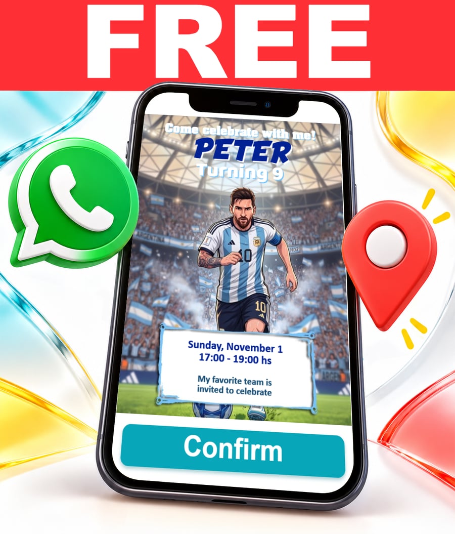 Free Argentina Selección Fútbol Tres Copas del Mundo interactive invitation