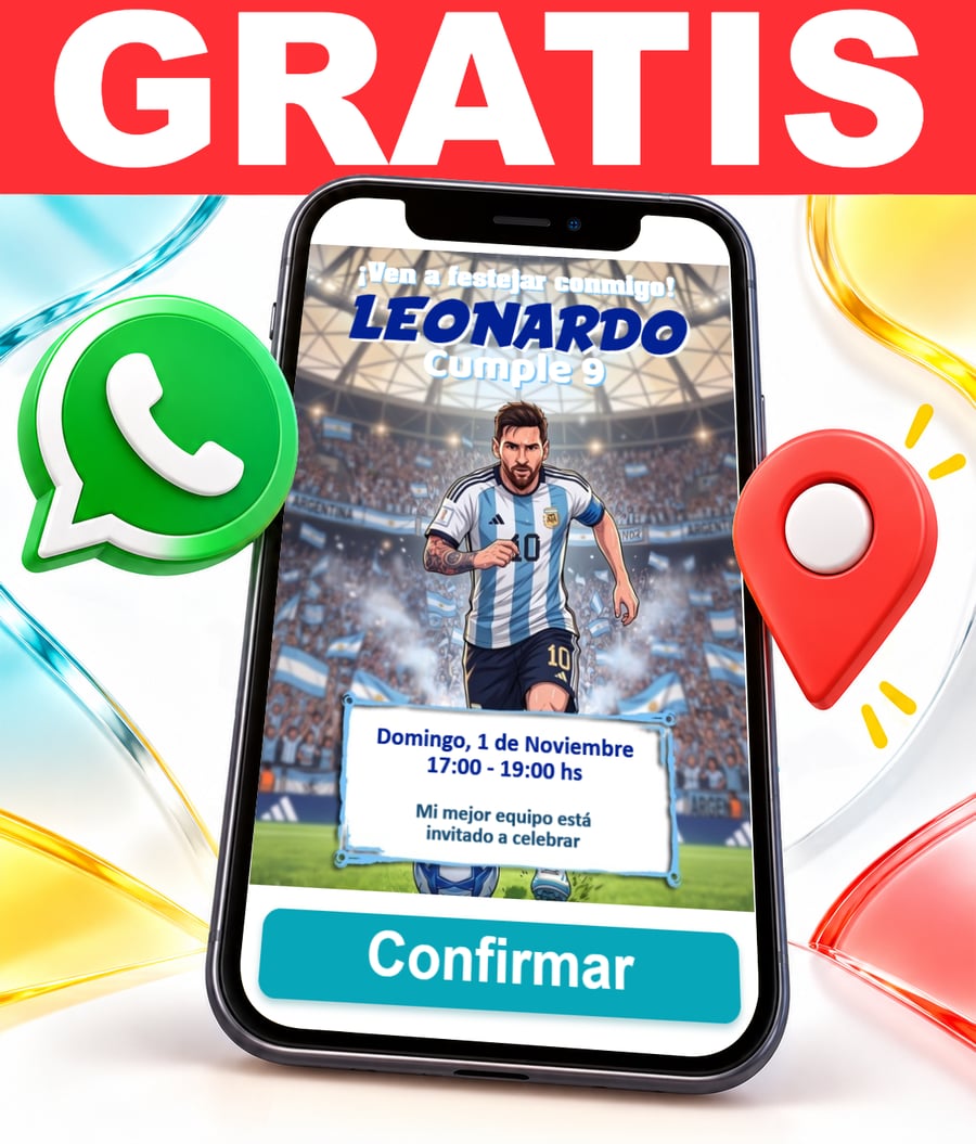 Invitación interactiva de Argentina Selección Fútbol Tres Copas del Mundo Gratis