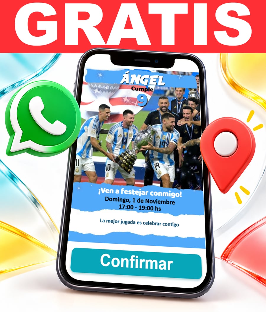 Invitación interactiva de Argentina Campeón Mundial Gratis