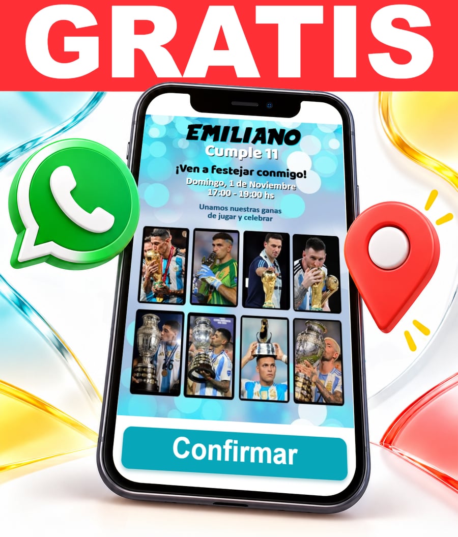 Invitación interactiva de Argentina Campeón Mundial Gratis