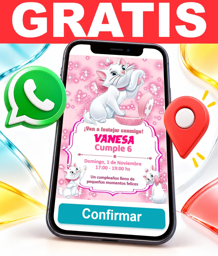 Invitación interactiva de Marie Los Aristogatos Gratis