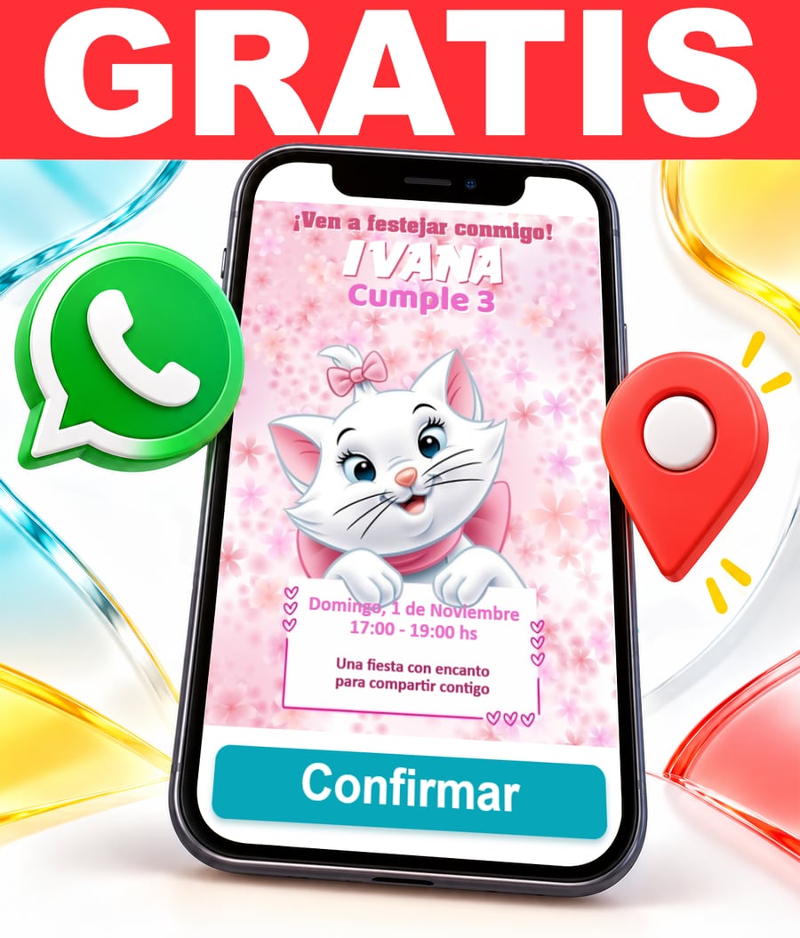 Invitación interactiva de Marie Los Aristogatos Gratis