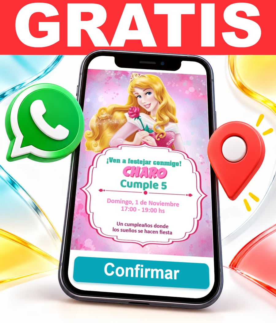 Invitación interactiva de Princesa Aurora Gratis