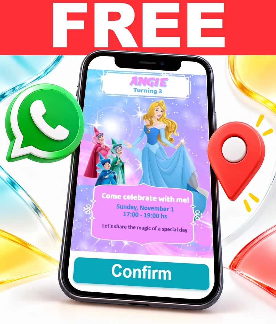 Convite interativo de Princesa Aurora Grátis