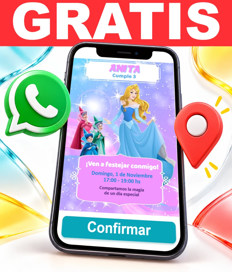 Invitación interactiva de Princesa Aurora Gratis