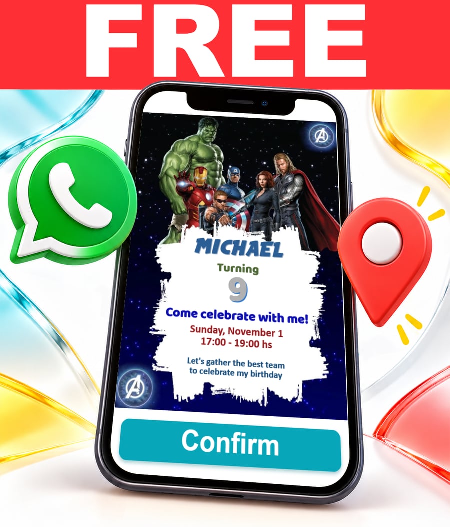Invito interattivo di Avengers Marvel Gratis