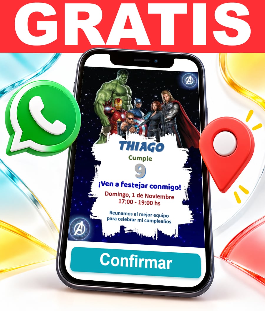 Invitación interactiva de Avengers Los Vengadores Gratis