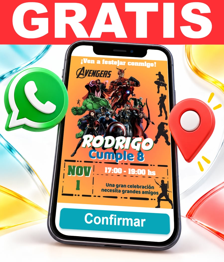 Invitación interactiva de Avengers Los Vengadores Gratis