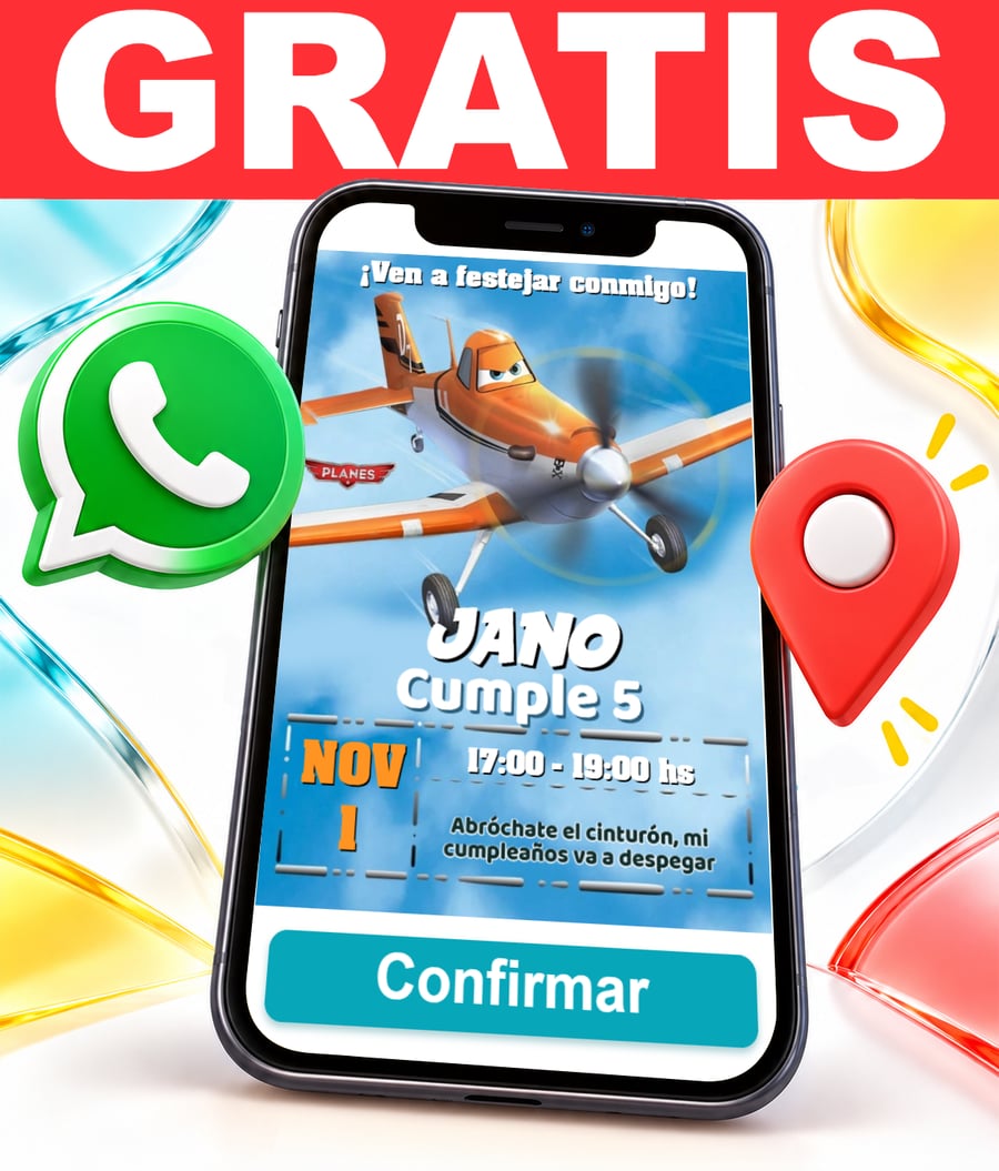 Invitación interactiva de Aviones Gratis