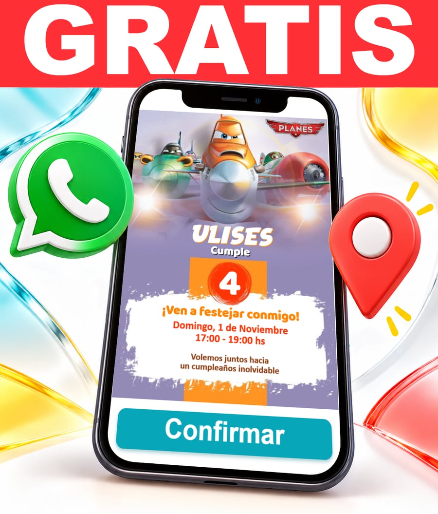 Invitación interactiva de Aviones Gratis