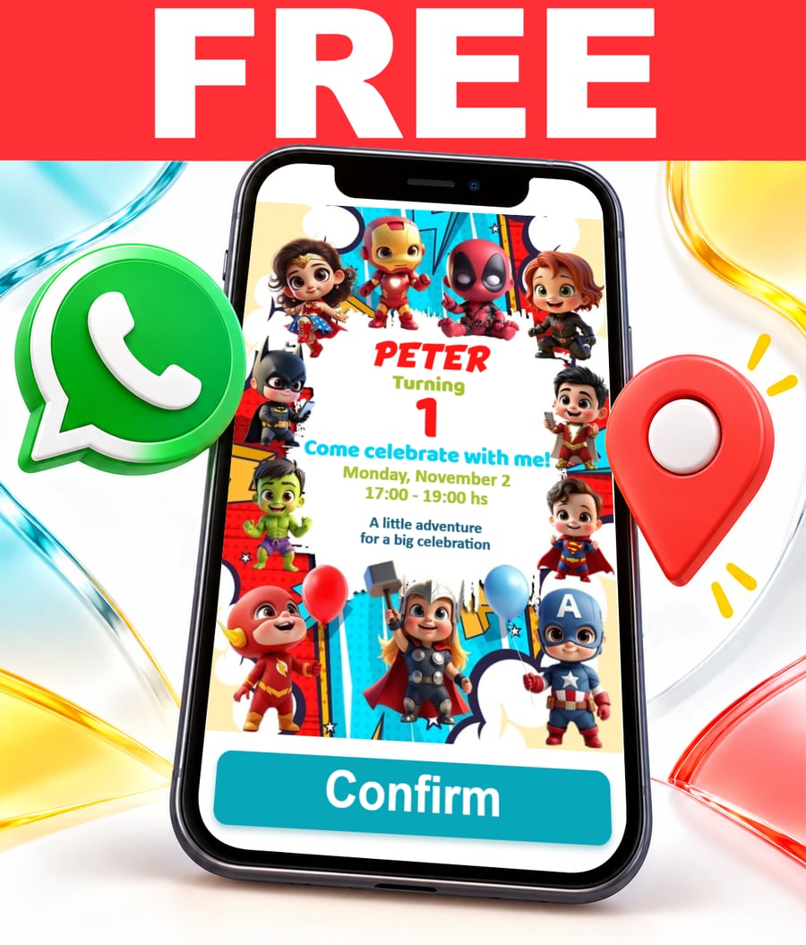 Free Mini Superhero interactive invitation