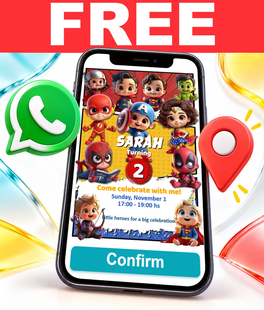 Free Mini Superhero interactive invitation