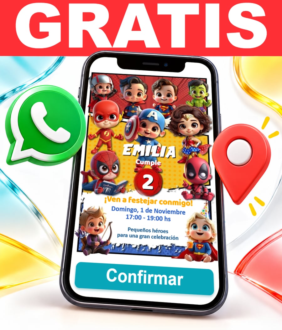 Invitación interactiva de Mini Superhéroes Gratis
