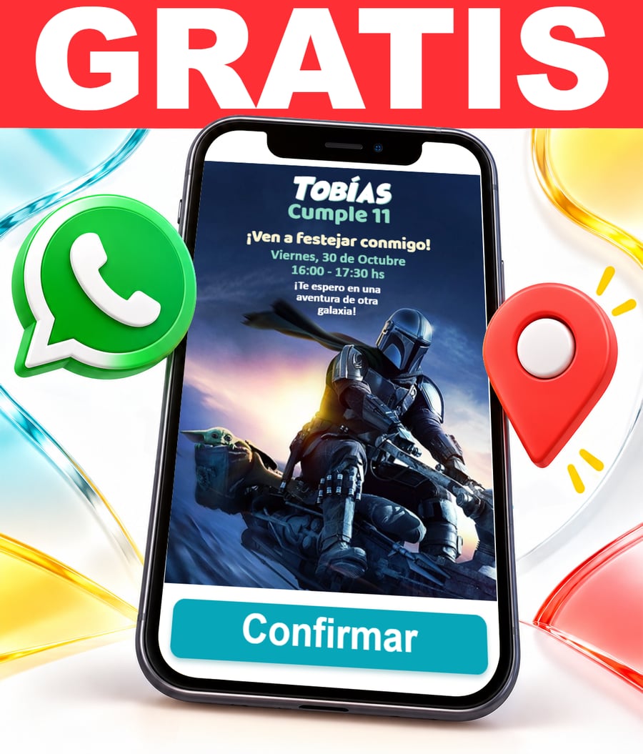Invitación interactiva de Baby Yoda Gratis