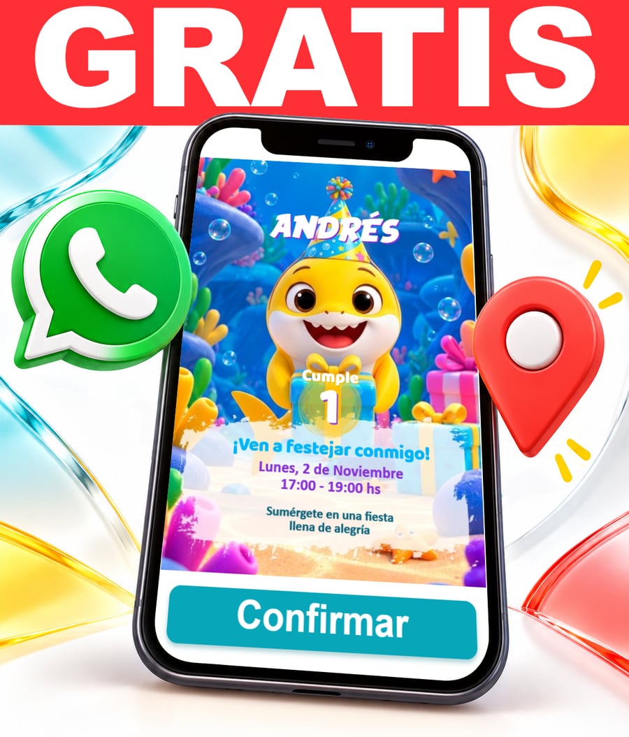 Invitación interactiva de Baby Shark Gratis