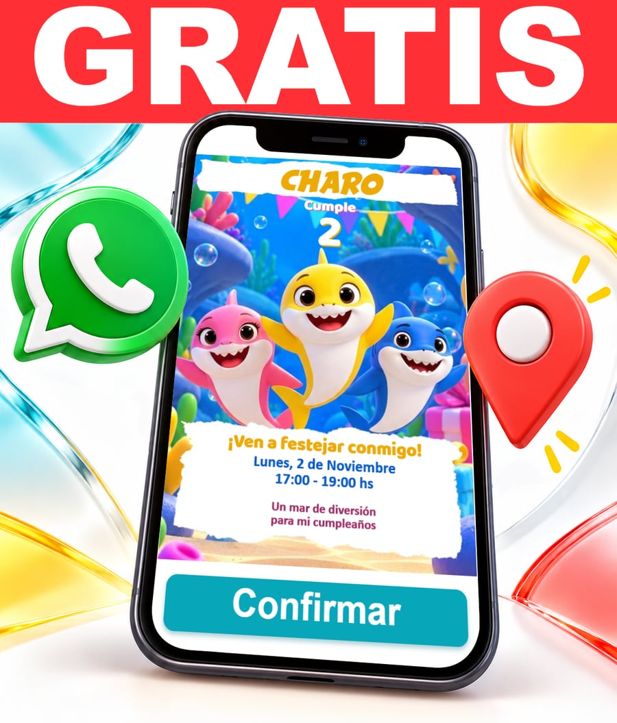 Invitación interactiva de Baby Shark Gratis