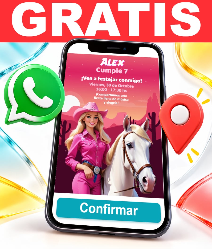 Invitación interactiva de Barbie Vaquera Gratis