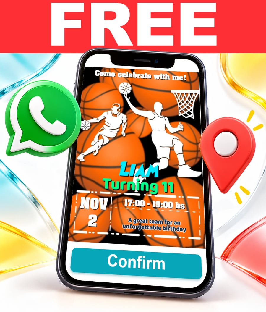 Convite interativo de Basquetebol Basketball Grátis