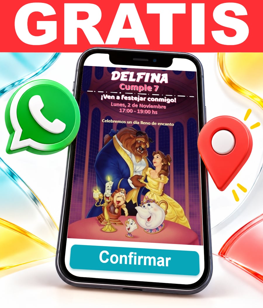Invitación interactiva de Bella y Bestia Gratis