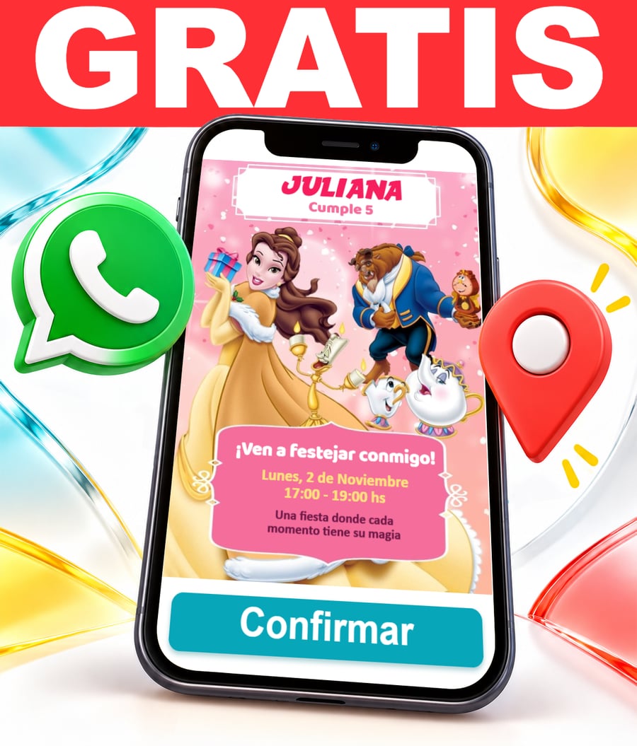 Invitación interactiva de La Bella y la Bestia Gratis