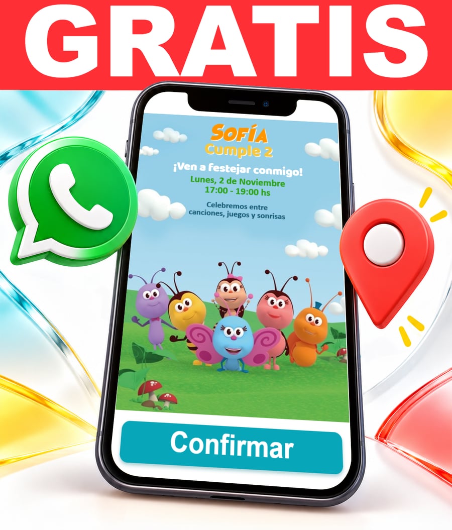 Invitación interactiva de Bichikids Gratis