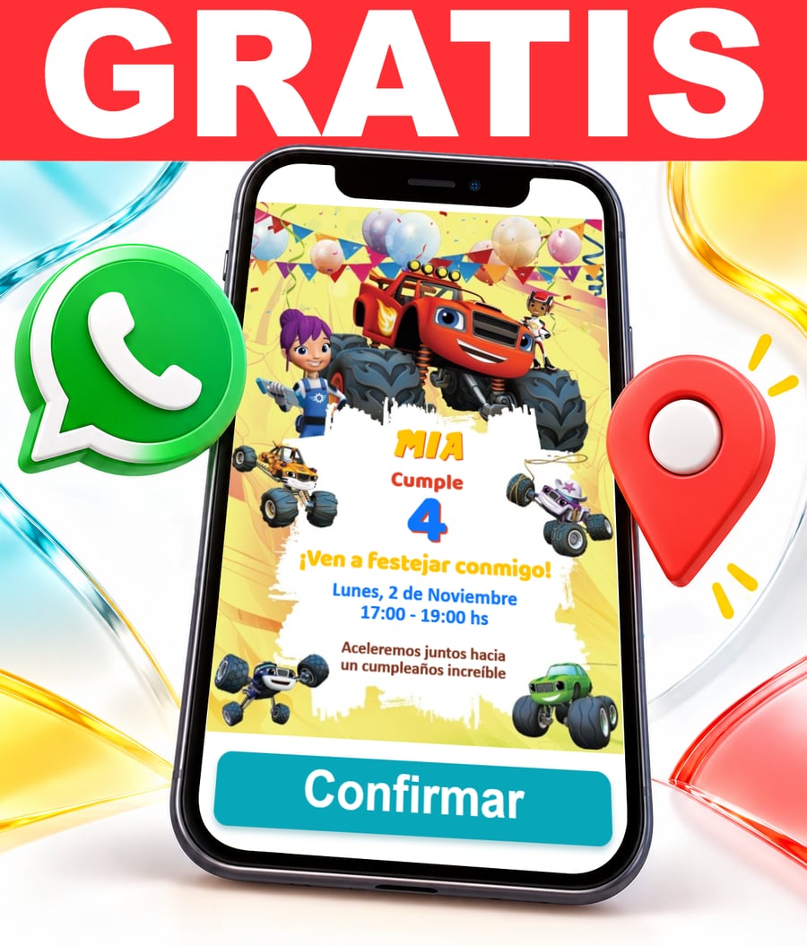 Invitación interactiva de Blaze and the Monster Machines Gratis