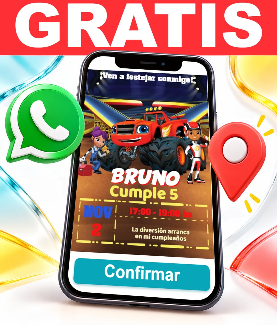 Invitación interactiva de Blaze and the Monster Machines Gratis