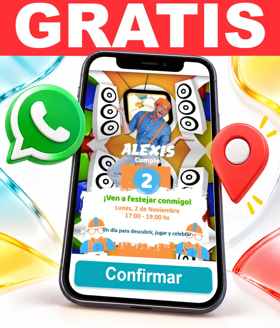 Invitación interactiva de Blippi Gratis