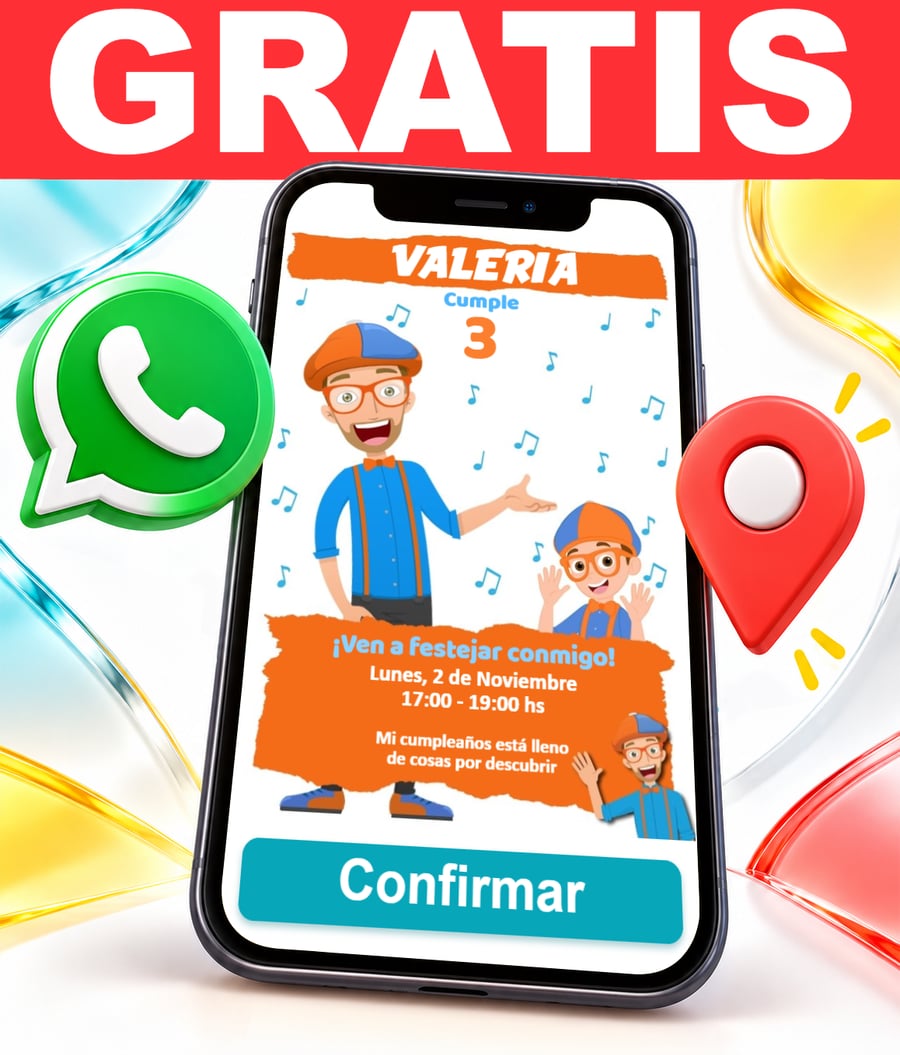 Invitación interactiva de Blippi Gratis