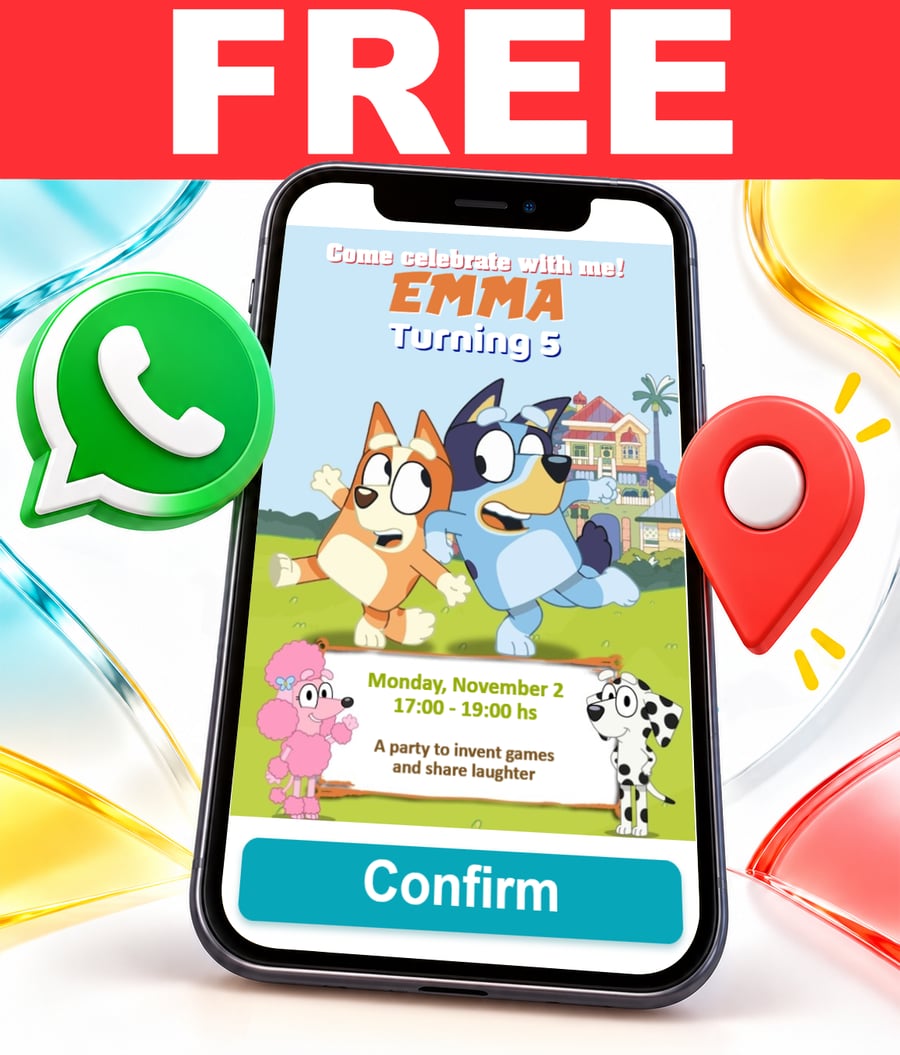 Invito interattivo di Bluey e Bingo Gratis