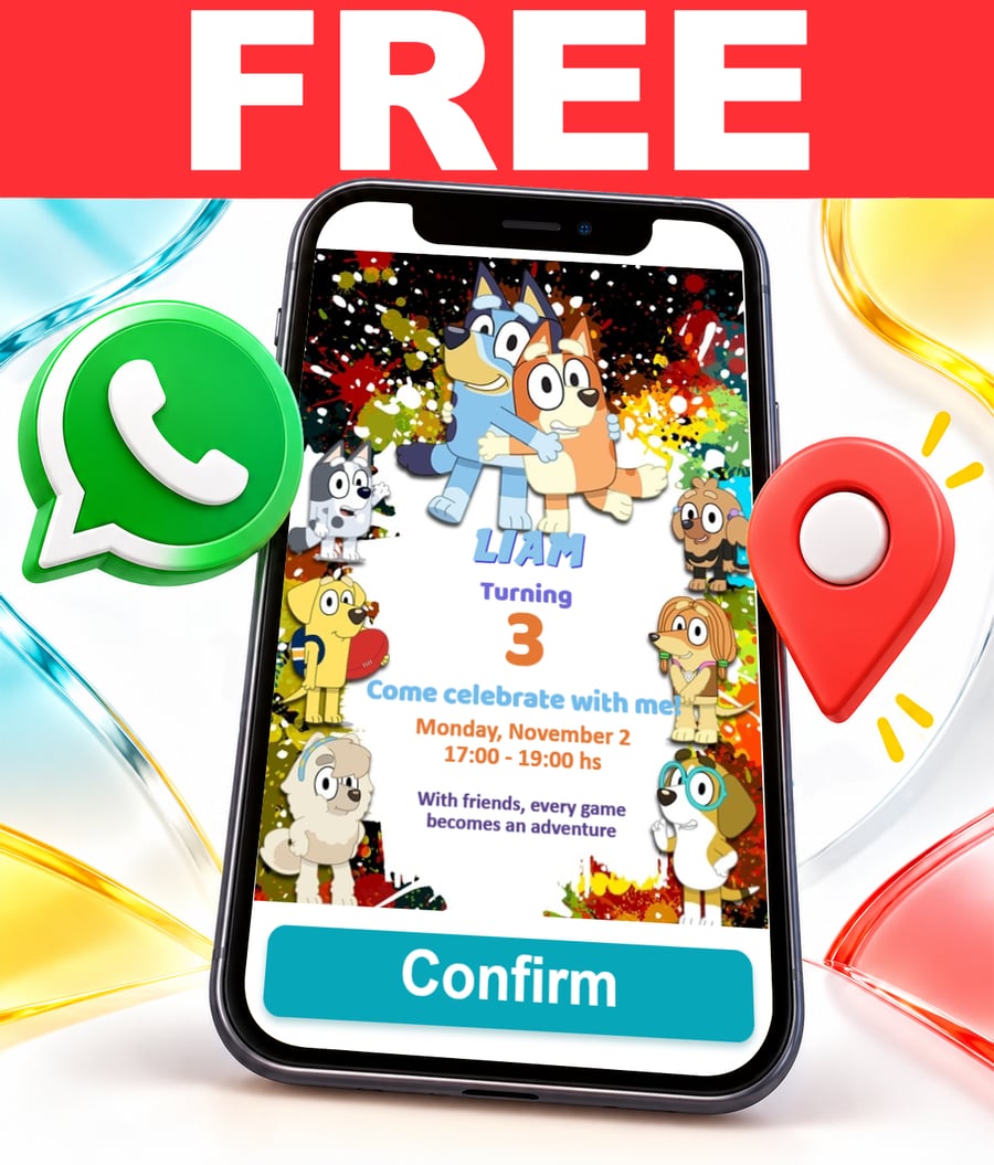 Invito interattivo di Bluey e Bingo Gratis