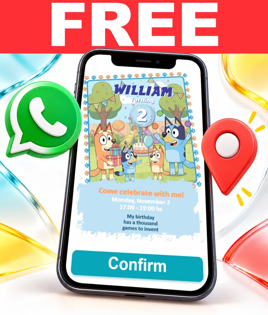 Free Bluey and Bingo Birthday Party interactive invitation