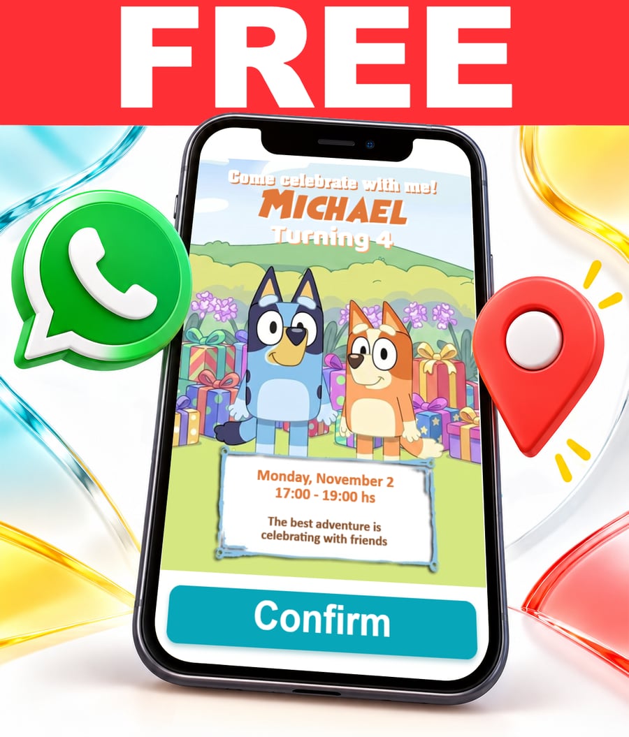 Free Bluey and Bingo Party interactive invitation