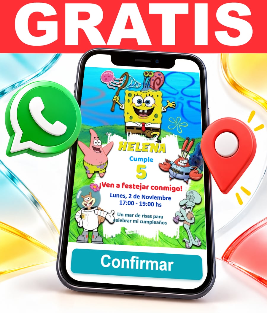 Invitación interactiva de Bob Esponja Gratis