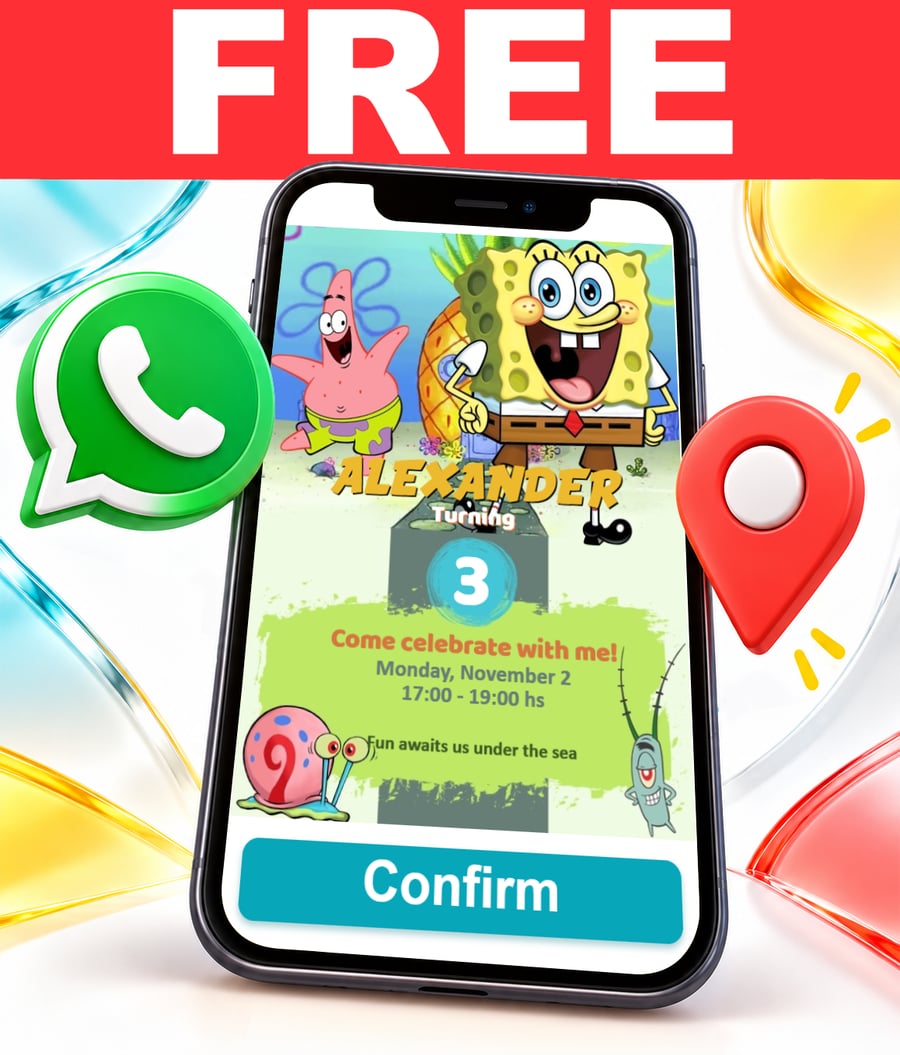 Convite interativo de Bob Esponja Grátis