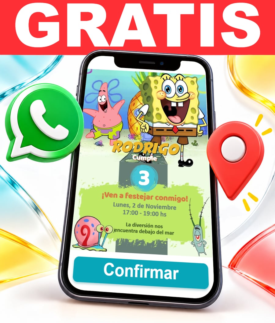Invitación interactiva de Bob Esponja Gratis