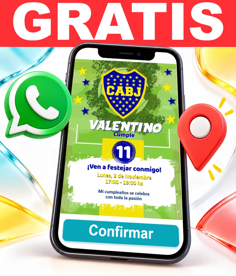 Invitación interactiva de Fútbol Boca Gratis