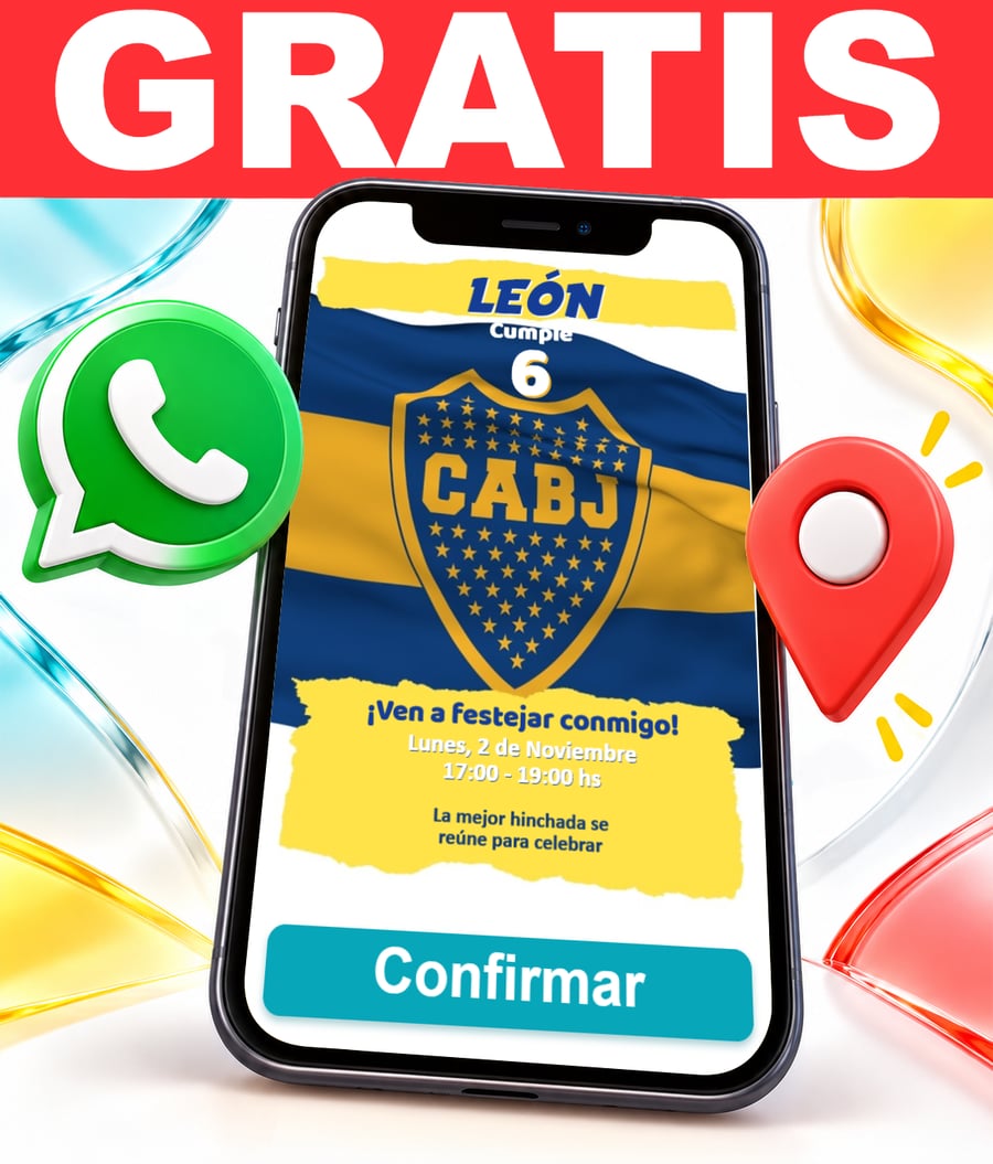 Invitación interactiva de Fútbol Boca Gratis
