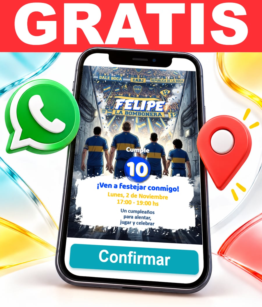 Invitación interactiva de Boca Juniors Xeneizes Gratis