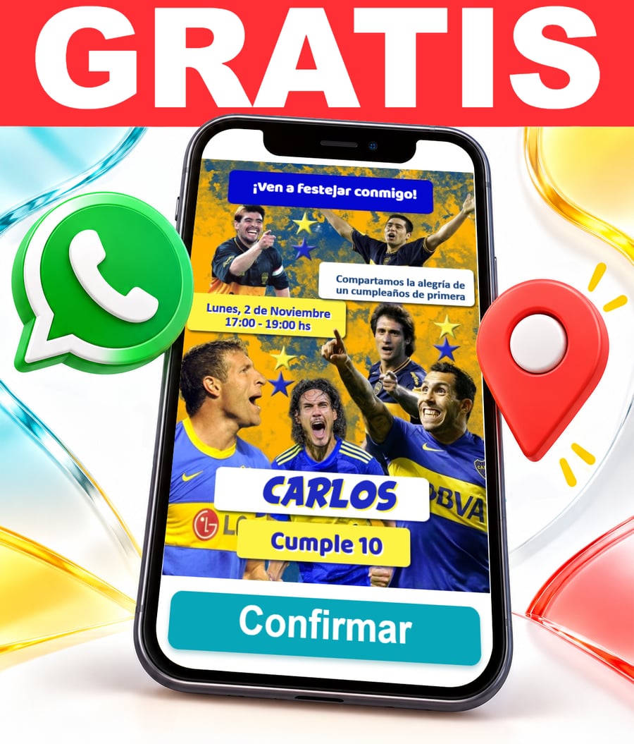 Invitación interactiva de Boca Juniors Gratis
