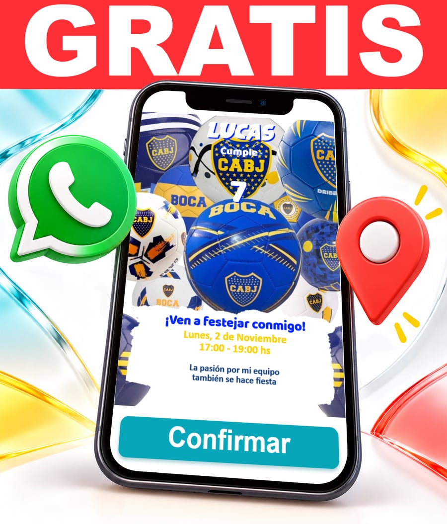 Invitación interactiva de Boca Juniors Gratis