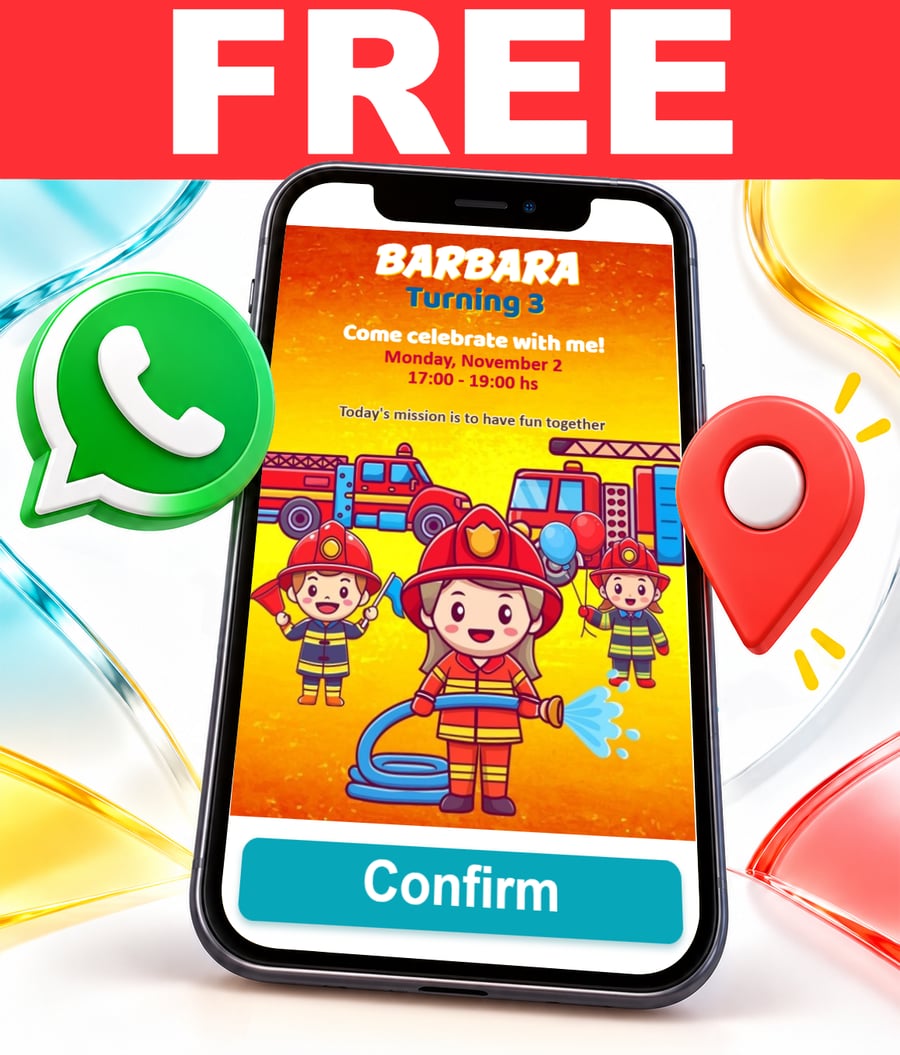 Free Fireman interactive invitation